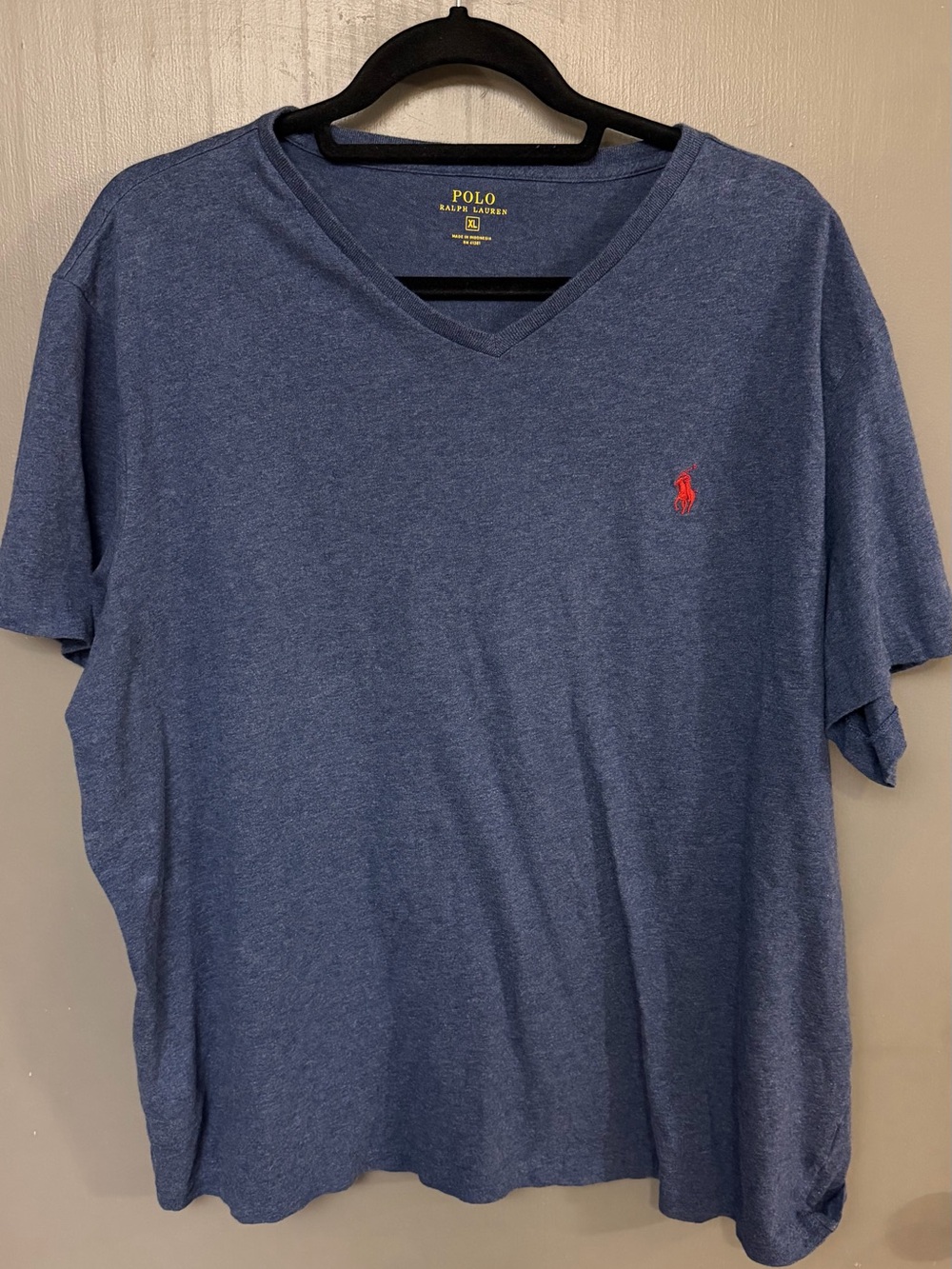 Polo by Ralph Lauren Blue V-Neck Tee with Red Pony